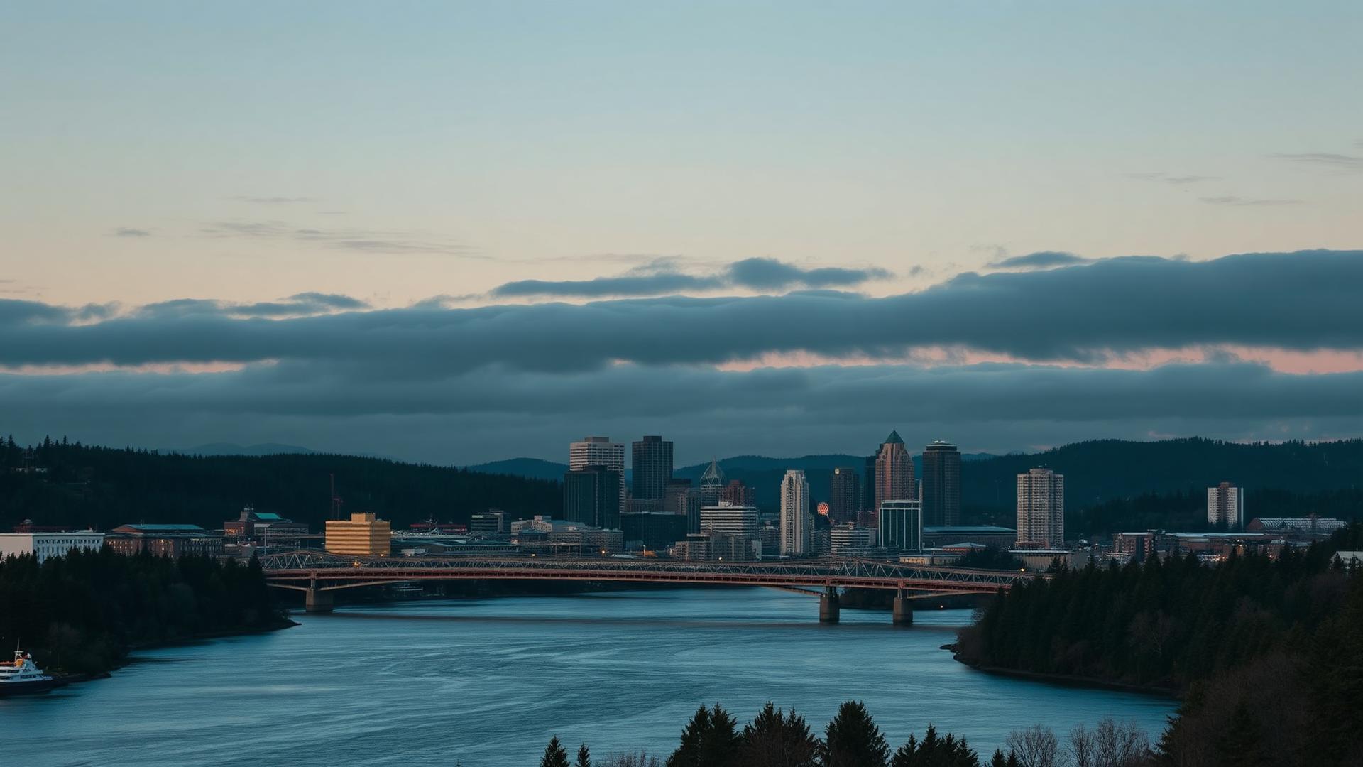 Portland skyline at dusk